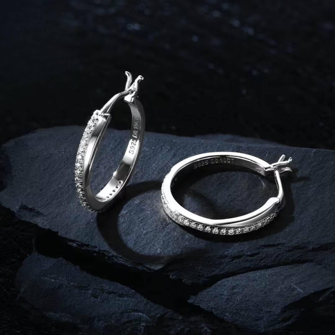 Zirconia Braided Hoop Gold Earrings