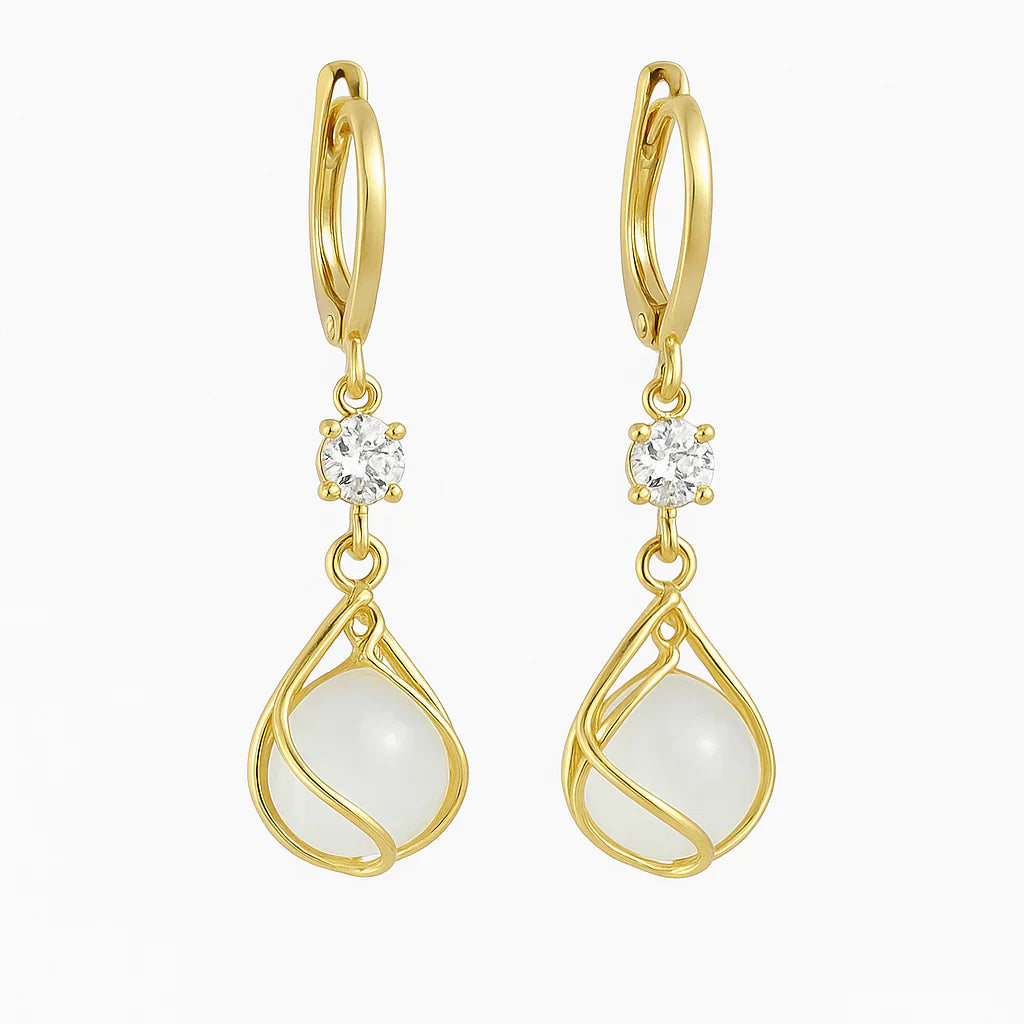 White Opal Dangle Earrings