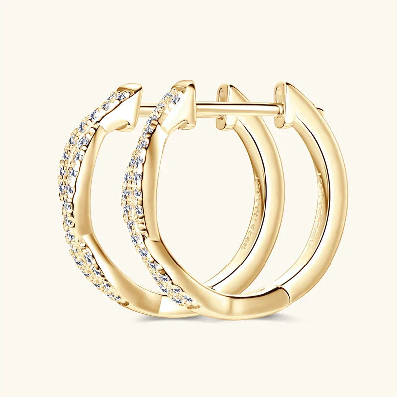 Zirconia Gold Braided Earrings
