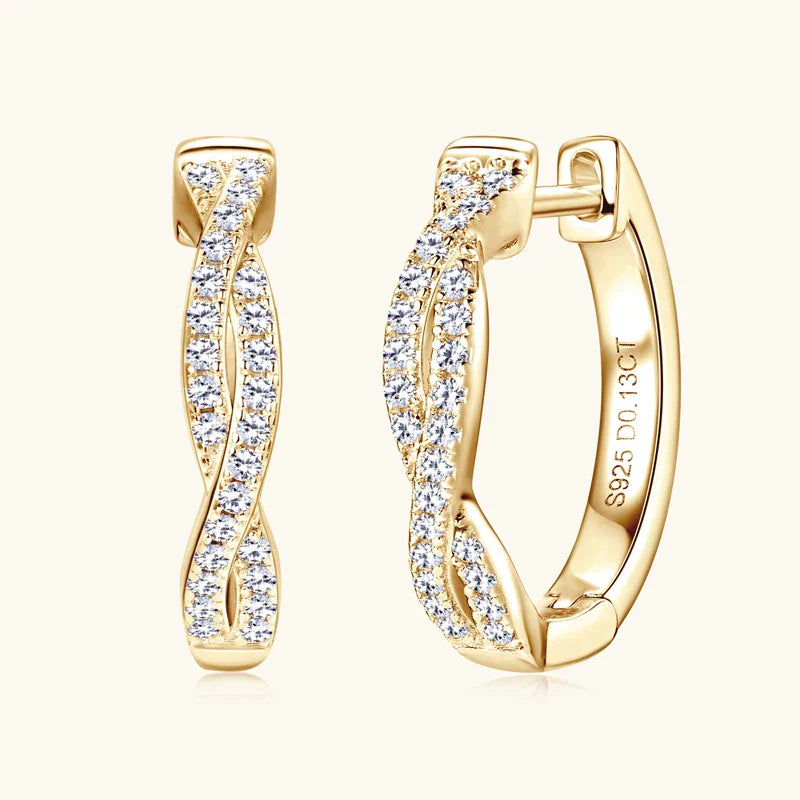 Zirconia Gold Braided Earrings